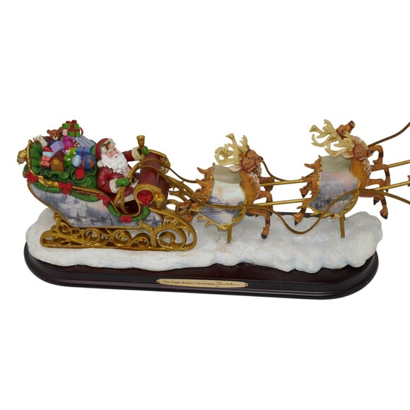 Bradford 2004 Thomas Kinkade Night Before Christmas Illuminated Santa Sleigh - Picture 4 of 16